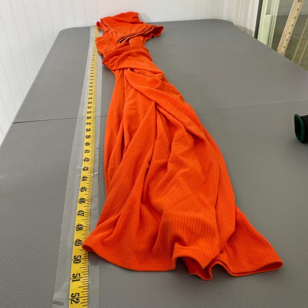 Future Collective x Kahlana Barfield Brown Womens Midi Dress Sz 3X Orange Ribbed - Picture 8 of 9